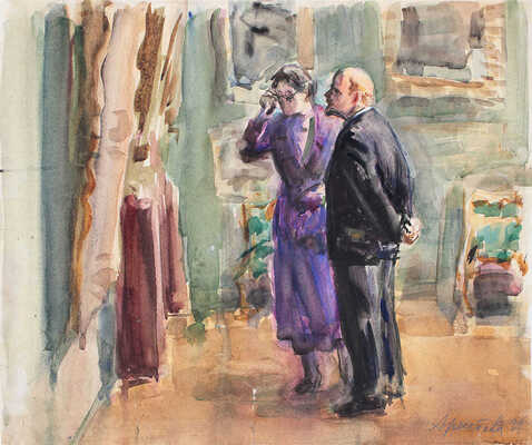 Аристова Ирина Фёдоровна. Ленин и Крупская в Третьяковской галерее